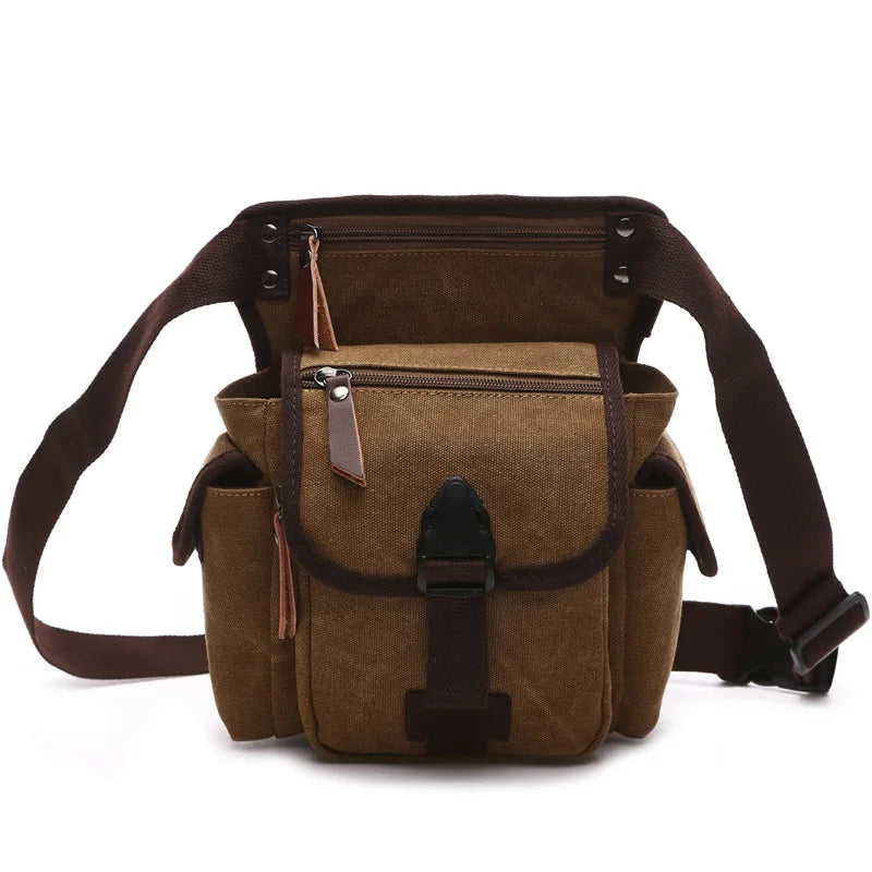 Men Canvas Waist Pack Man Belt Fanny Pack Ride Leg Bag Drop Fanny Waist Belt