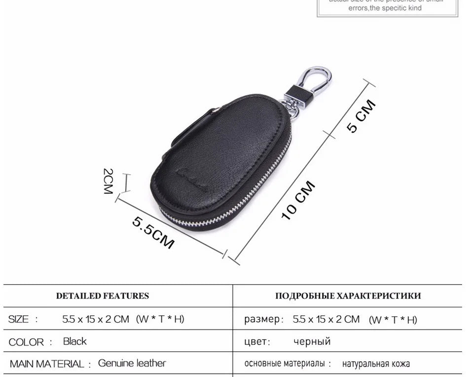 Cow Leather Car Key Pouch Holder for Unisex