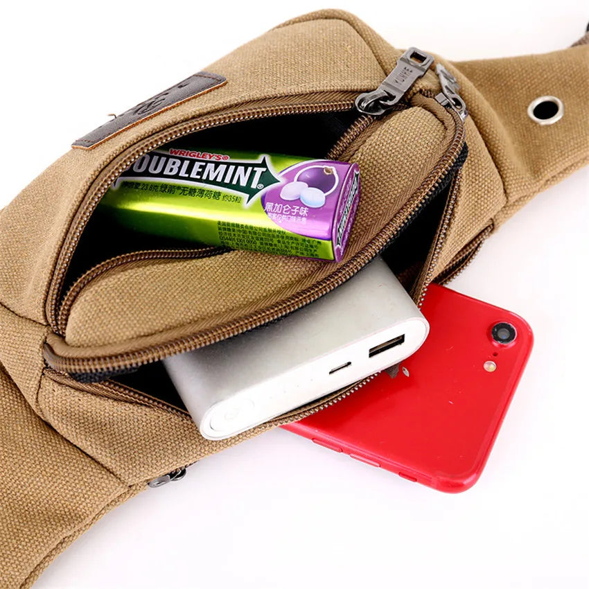 Men Durable Waist Pack Canvas Hip Bum Military Bag