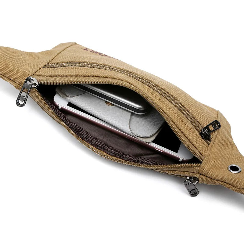 Men Durable Waist Pack Canvas Hip Bum Military