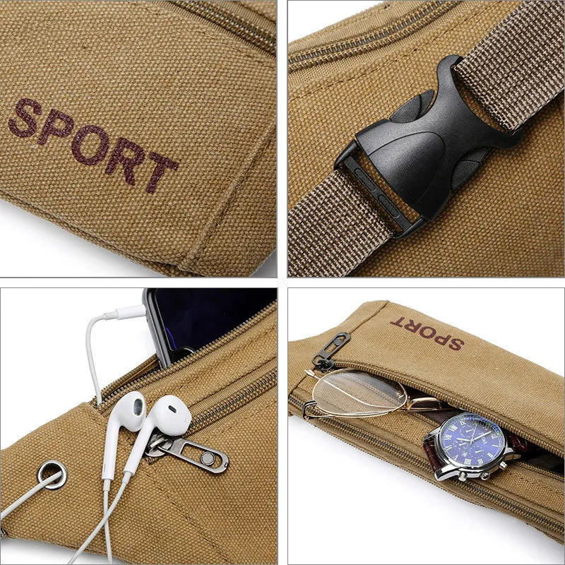 Men Durable Waist Pack Canvas Hip Bum Military