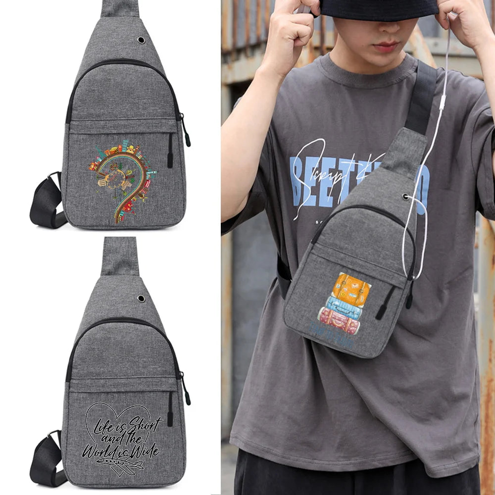 Men Chest pack Outdoor Sport Travel Canvas Waist bag Mobile Phone Pocket Organiz