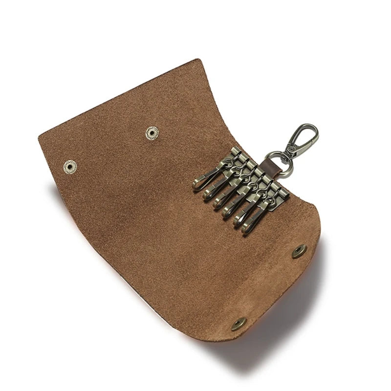 Men Cow Leather Keychain Key Holder Ring Key Pouch Case Cover