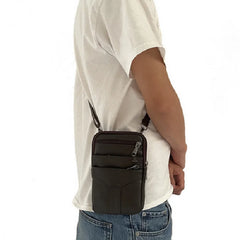 Men Cowhide Leather Fanny Waist Bag Classic Texture Creative Business