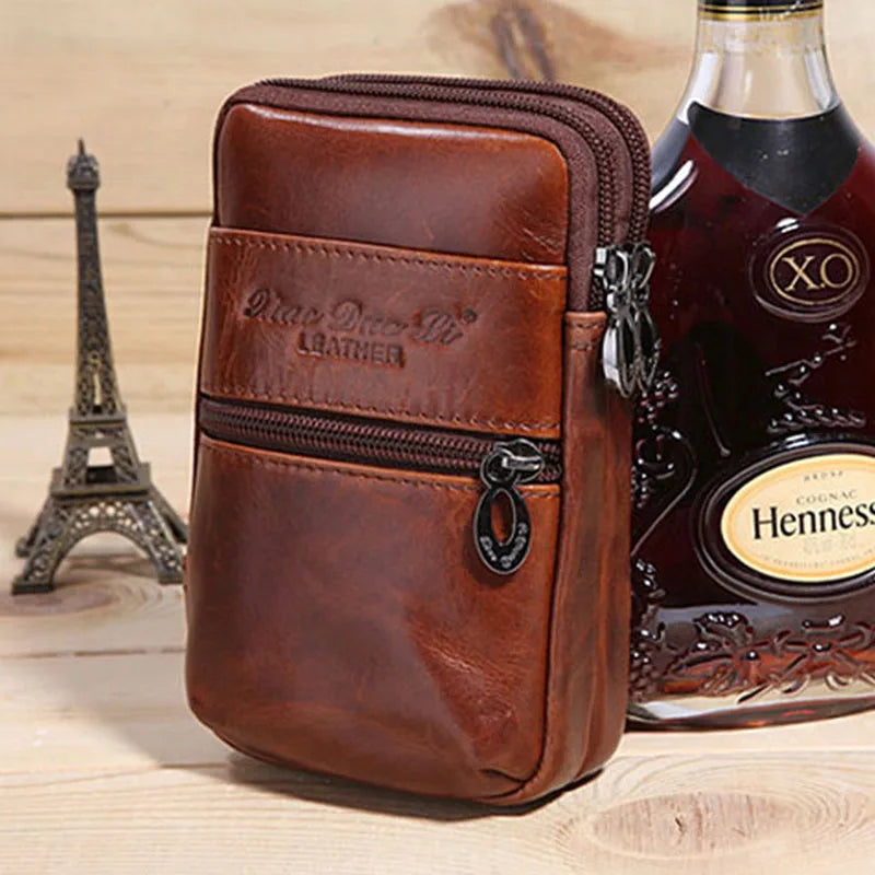 Men Leather Hook Cell Mobile/Phone Case Cigarette Belt Hip Fanny Bag