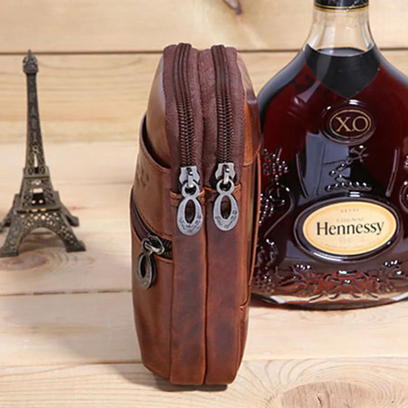 Men Leather Hook Cell Mobile/Phone Case Cigarette Belt Hip Fanny Bag
