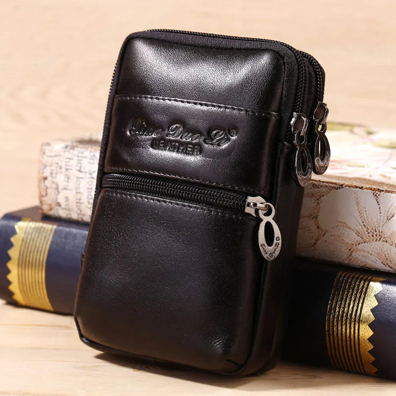 Men Leather Hook Cell Mobile/Phone Case Cigarette Belt Hip Fanny Bag