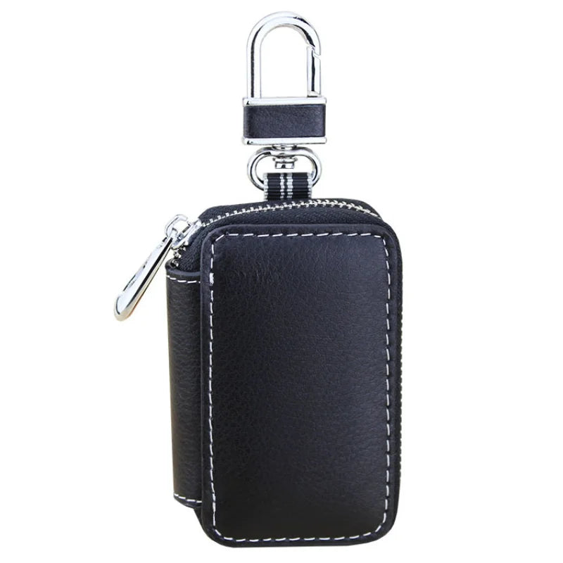 Leather Retro Car Key Housekeeper Holder Unisex Key Case Zip Wallets
