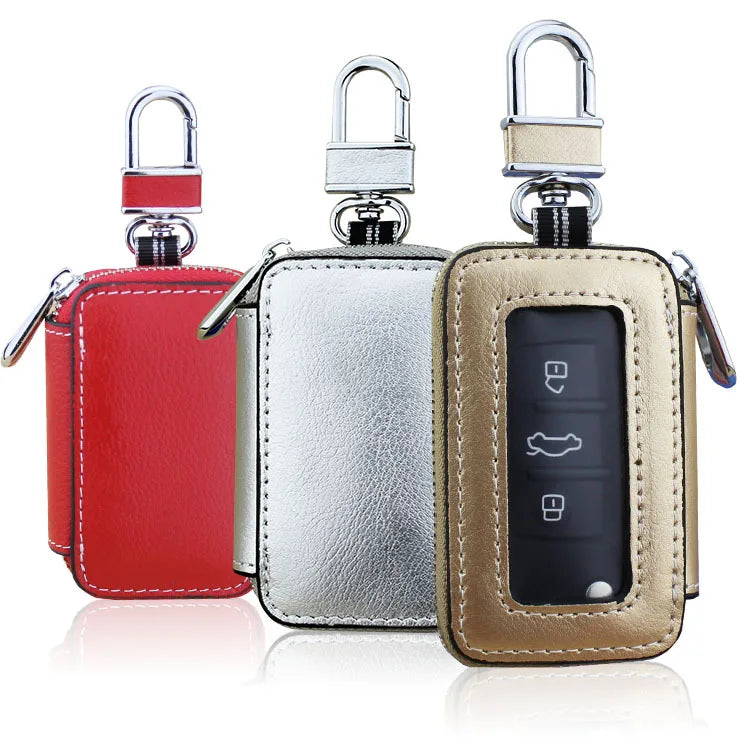 Leather Retro Car Key Housekeeper Holder Unisex Key Case Zip Wallets