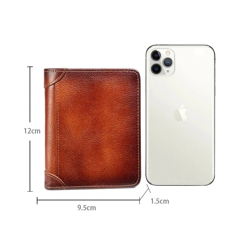 Men Leather Wallet Vertical Anti Theft RFID Wallet