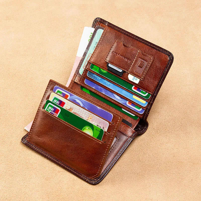 Men Leather Wallet Vertical Anti Theft RFID Wallet