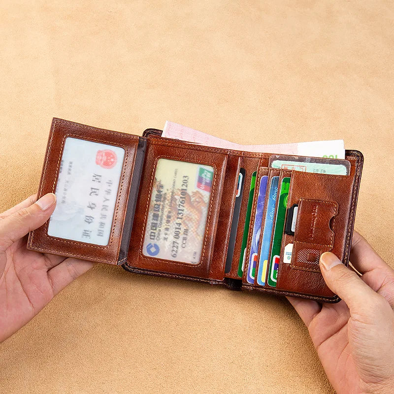 Men Leather Wallet Vertical Anti Theft RFID Wallet