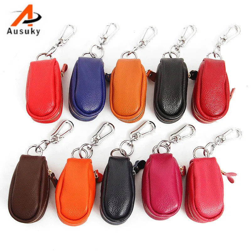 Vintage Leather Key Wallet Key Holder Zipper Key Case Bag