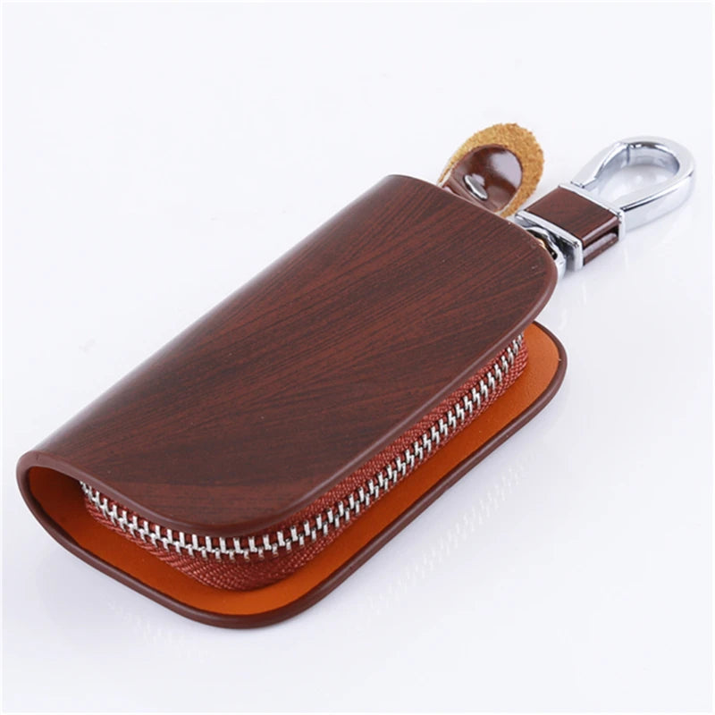 Leather Key Holder Wallet Zipper Key Case Bag
