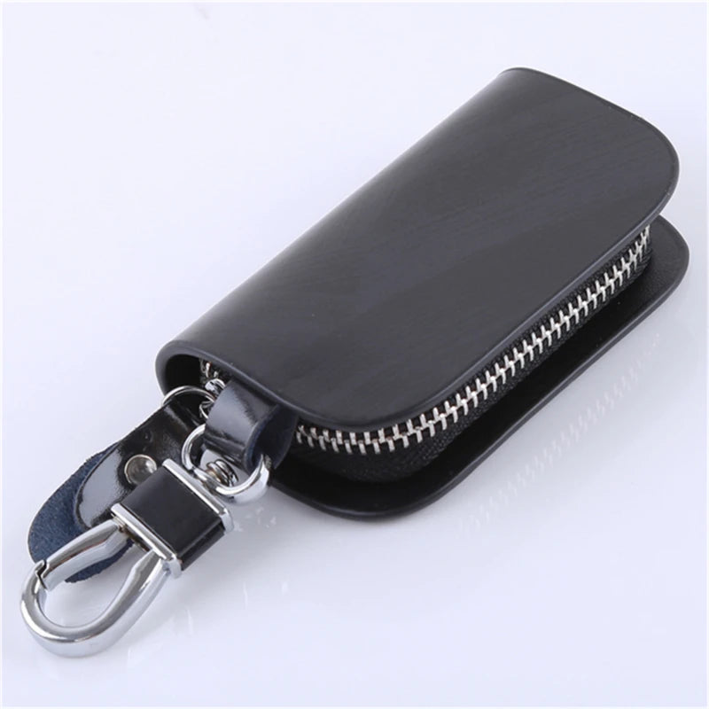 Leather Key Holder Wallet Zipper Key Case Bag