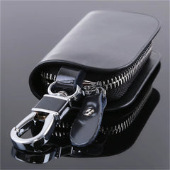 Leather Key Holder Wallet Zipper Key Case Bag