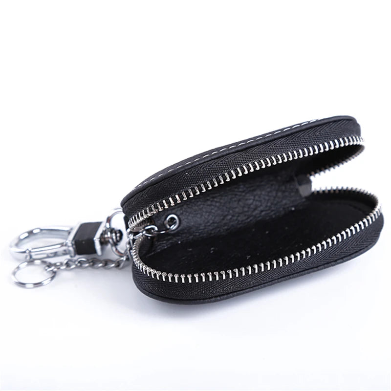 Leather Key Holder Zipper Case Organizer Wallets
