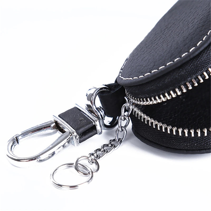 Leather Key Holder Zipper Case Organizer Wallets