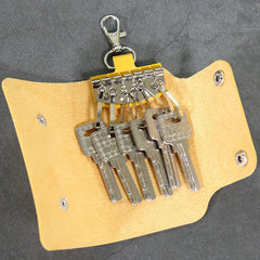 Leather Keychain Wallet Holder Car Key Bag Unisex Cover Solid Storage
