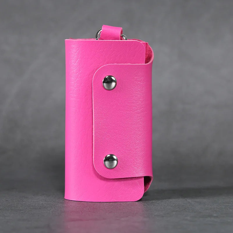 Leather Keychain Wallet Holder Car Key Bag Unisex Cover Solid Storage