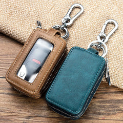 Leather Key Organizer Cover Wallet Zipper Car Key Case Bag