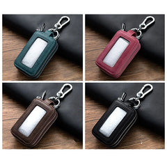 Leather Key Organizer Cover Wallet Zipper Car Key Case Bag