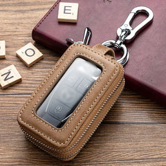 Leather Key Organizer Cover Wallet Zipper Car Key Case Bag