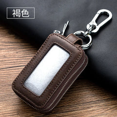 Leather Key Organizer Cover Wallet Zipper Car Key Case Bag