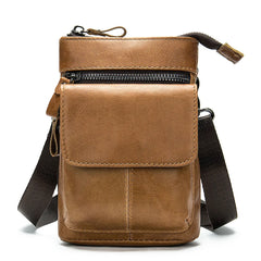Men Leather Waist Bag Male Shoulder Messenger Bag Retro Packet