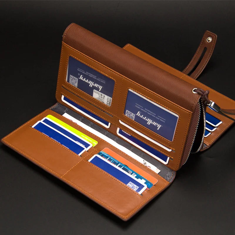 Men Long Wallets Classic Purses Male PU Leather Wallet Multifunction Business Cl