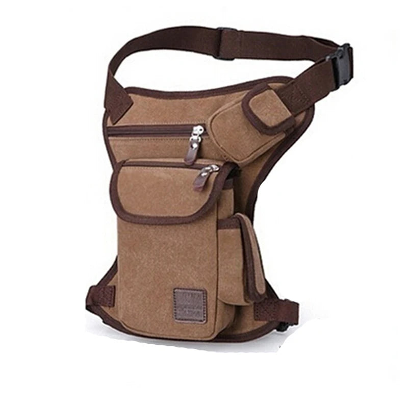 Men Tactical Travel Motorcycle Bag Waist Messenger Canvas Thigh Leg Pouch