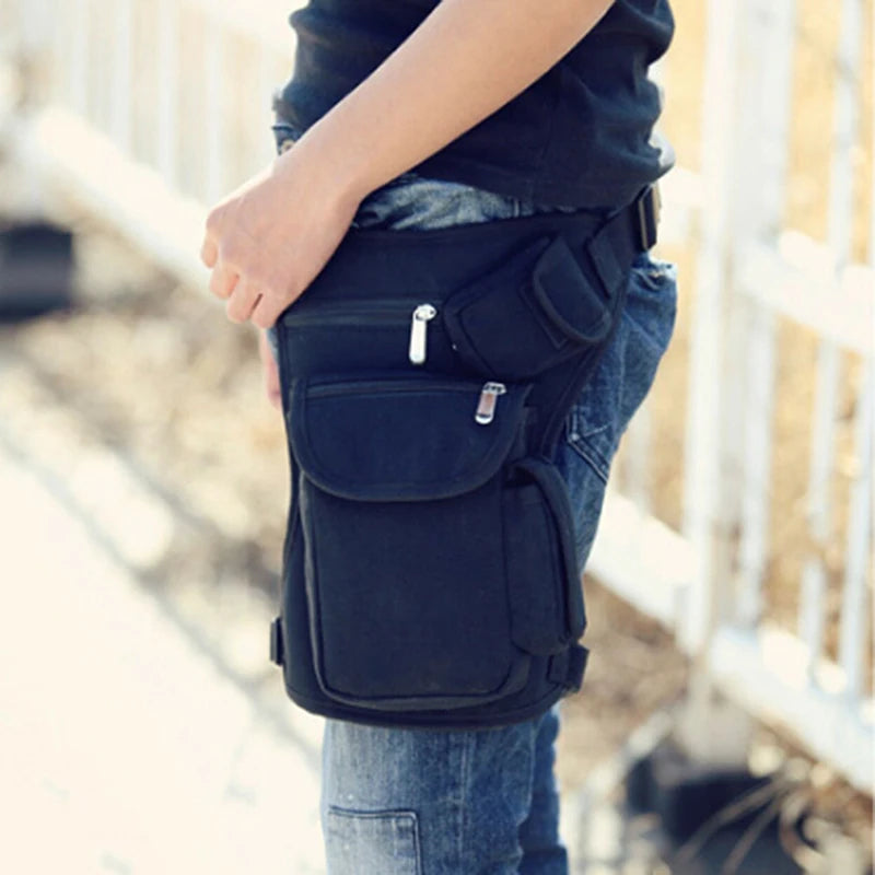 Men Tactical Travel Motorcycle Bag Waist Messenger Canvas Thigh Leg Pouch