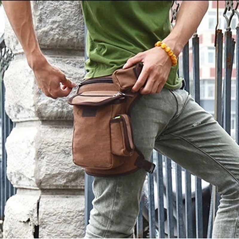 Men Tactical Travel Motorcycle Bag Waist Messenger Canvas Thigh Leg Pouch