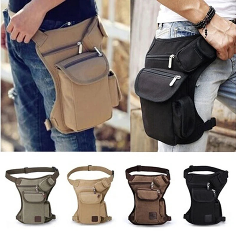 Men Tactical Travel Motorcycle Bag Waist Messenger Canvas Thigh Leg Pouch