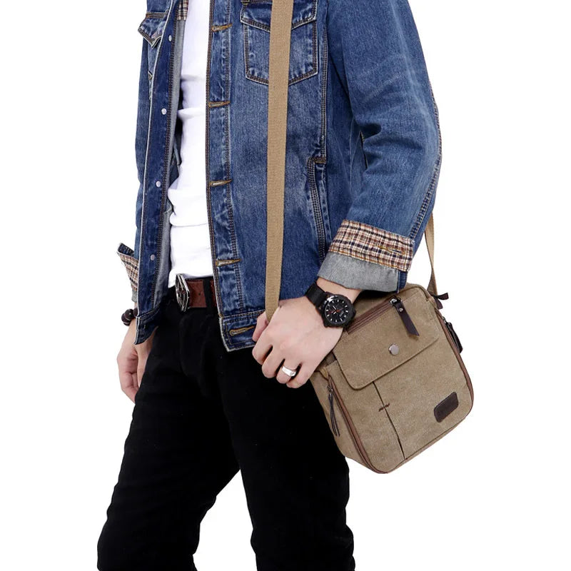 Men Military Messenger Canvas Bag Single Shoulder Outdoor Travel Bag