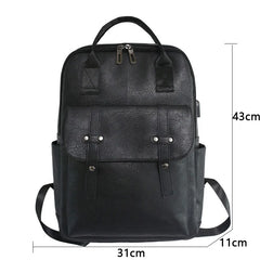 Men PU Leather Backpack Travel Casual Mochila Waterproof Student Book Bags