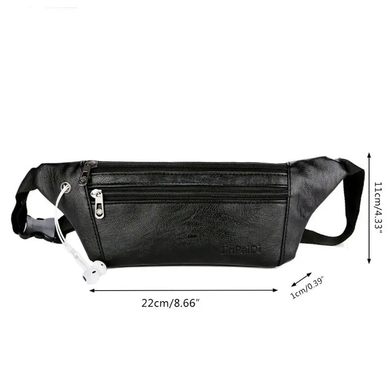 Men PU Leather Belt Bum Waist Pouch Fanny Pack Crossbody Shoulder Bag