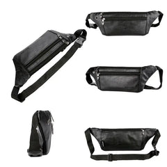 Men PU Leather Belt Bum Waist Pouch Fanny Pack Crossbody Shoulder Bag