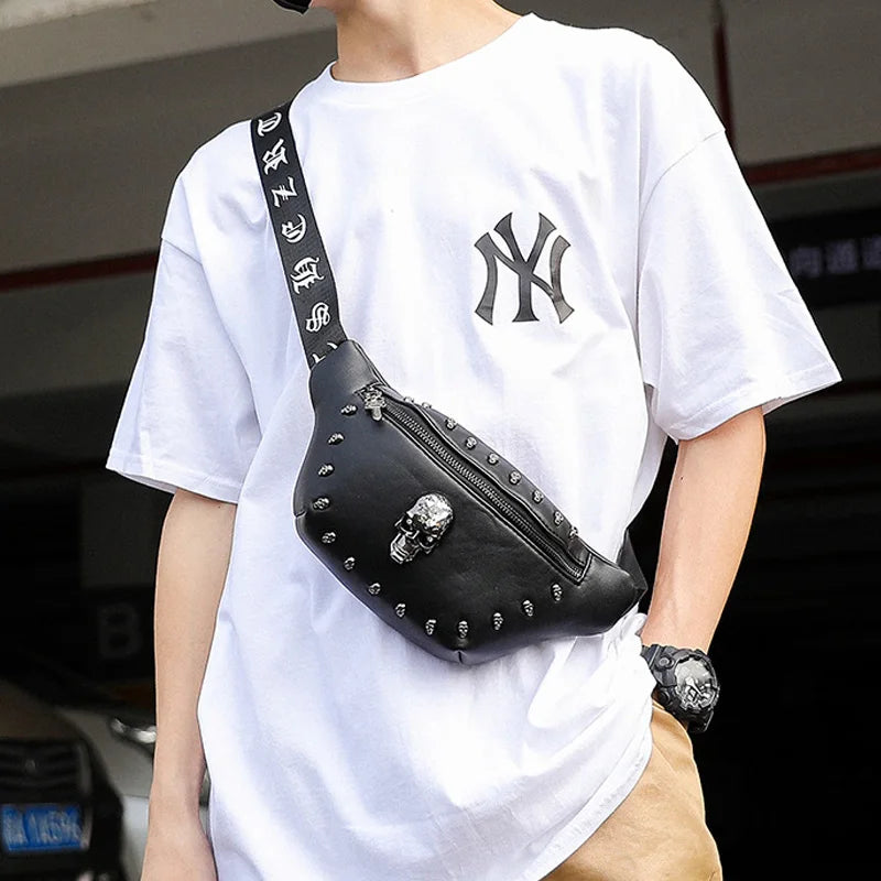 Men Punk Skull Waist Bag Belt Pack Fanny Pack Hip Packs Outdoor Crossbody Bags