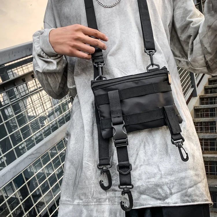 Men Small Square Shoulder Bag Mini Hip Hop Style Casual Crossbody Bag