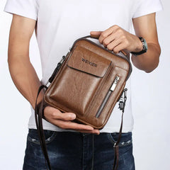 Men Softy Crossbody Bag Retro Messenger Handbag