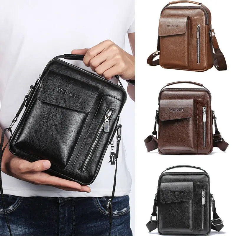 Men Softy Crossbody Bag Retro Messenger Handbag