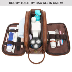 Men Toothpaste Toothbrush Gym PU Leather Toiletry Bag Organizer