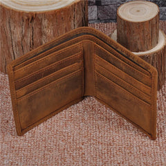 Men Vintage Leather Wallet Crazy Horse Slim Money Purse