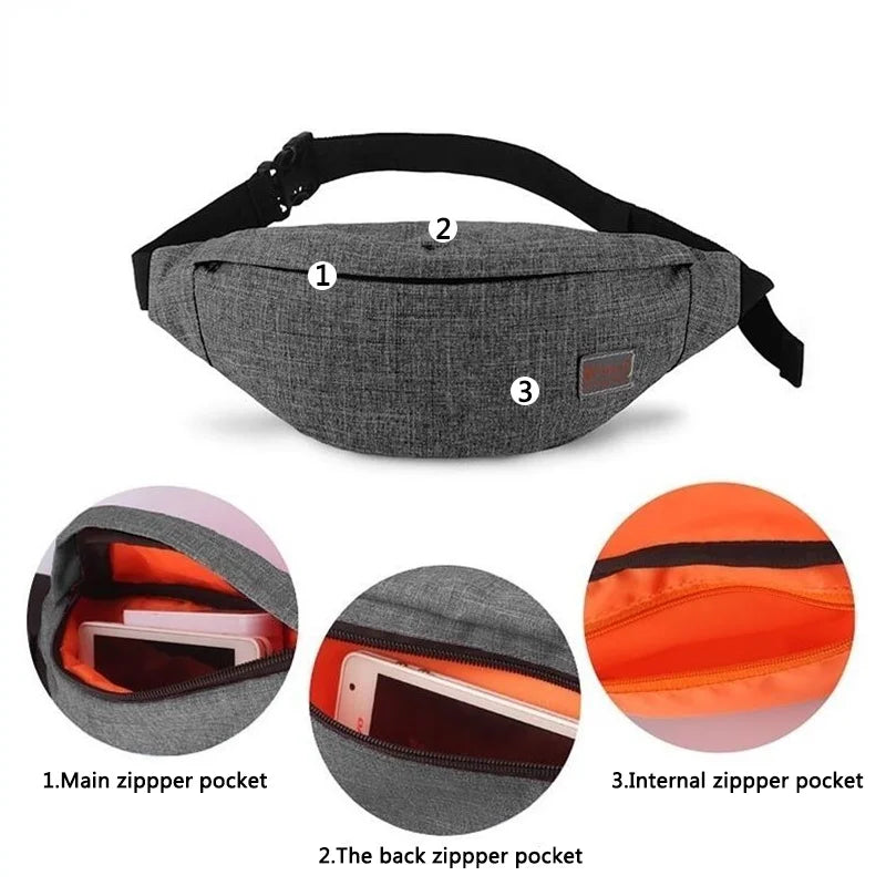 Canvas Waist Bag Pack Functional Money Belt Pouch