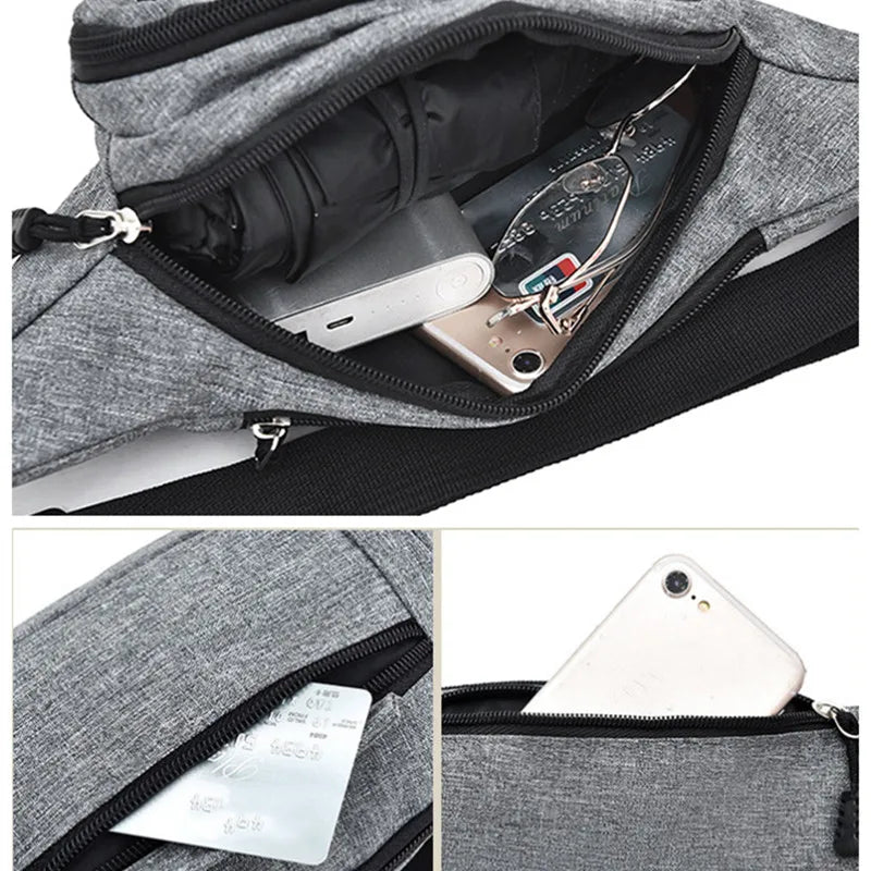 Men Waist Bag Large Phone Belt Pouch Canvas Travel Motorcycle Fanny Bag