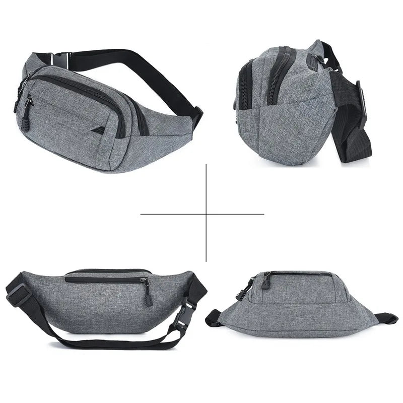 Men Waist Bag Pack Large Phone Belt Bag Pouch Canvas Travel Motorcycle Bag