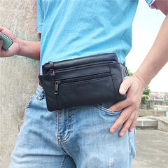 Men Leather Waist Bag Travel Purse Hip Bags Fanny Pack for Men