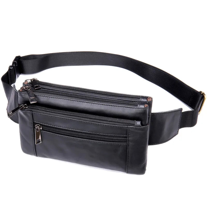 Men Leather Waist Bag Travel Purse Hip Bags Fanny Pack for Men