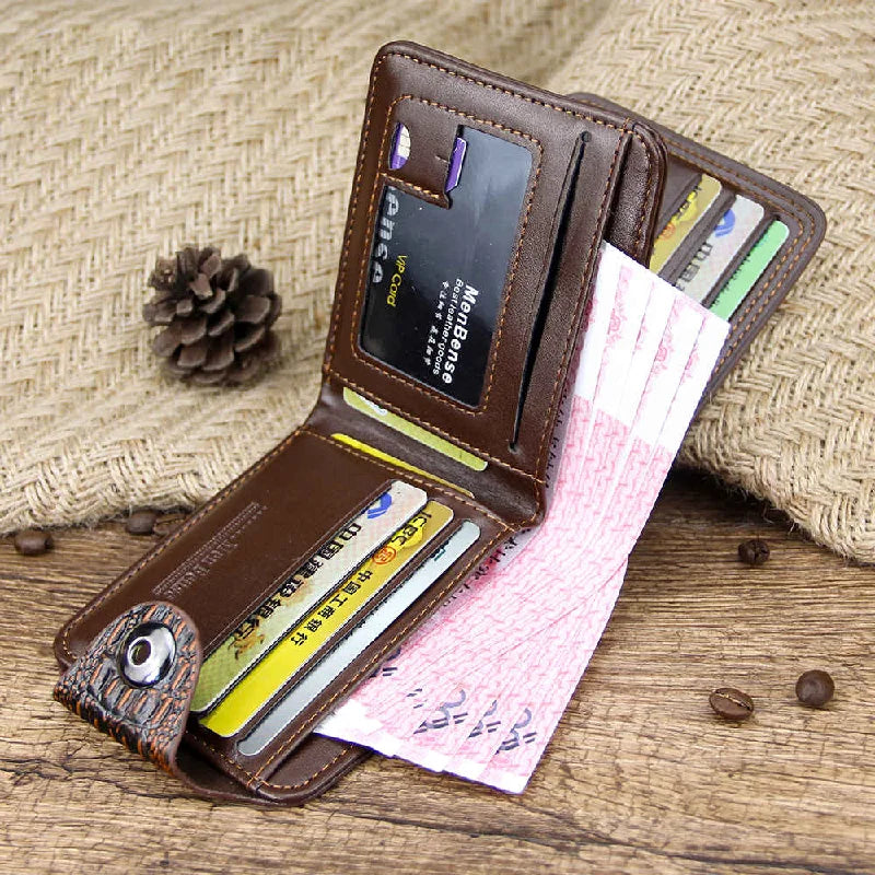 Men Wallet Leather Short Purse Billetera Hombre Vintage Style
